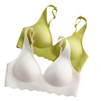 En stock Soutiens-gorge sexy pour femmes à décolleté plongeant en V, respirants, sans armatures, avec bandes en caoutchouc souple sans couture et maintien doux