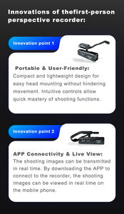 Caméra de sport à télécommande montée sur la tête, caméra de sport sans fil, <span class=keywords><strong>lampe</strong></span> <span class=keywords><strong>frontale</strong></span> LED noire - Product Image 6