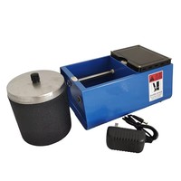REALMAX 220V Polisseuse à Tambour Unique en Caoutchouc Bleu, Mini Machine à Polir les Pierres, Polisseuse de Pierres à Tambour Unique, Machine à Polir le Silicone