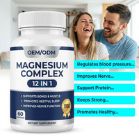 Capsules de magnésium OEM ODM 12-en-1 Complexes Antioxydant Soutien Immunitaire 1000mg Haute Absorption Multi-formes Complément Santé Cardiaque