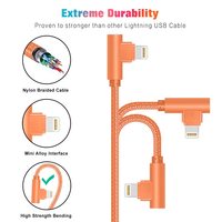 Câble de chargeur USB tressé en nylon certifié 10FT pour cordon à 90 degrés de charge rapide iPhone 3A