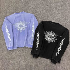 Luxury Wholesale Vintage Washed <strong>Waffle</strong> Long Sleeve T-<strong>shirt</strong> 260 Gsm Custom Logo T <strong>Shirt</strong> for Unisex - Product Image 2