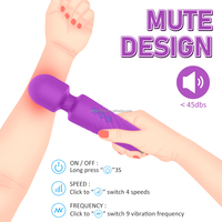 Masseur puissant AV Wand pour femmes, rechargeable par USB, 9 modes, 7 vitesses, étanche IPX7, vibrateur point G, fournisseur OEM ODM, usine