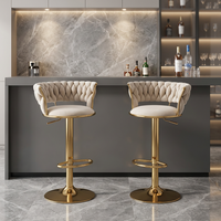 Tabouret de bar moderne réglable noir avec pieds dorés, style nordique, meuble de bar stable pour la maison