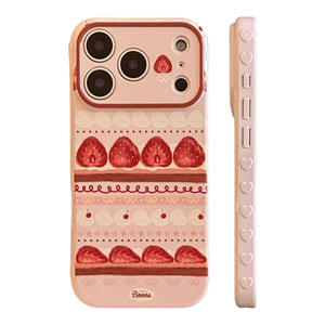 Funda para iPhone 16 con diseño de fresas en patchwork para Apple 17 Pro Max, ideal para chicas, alta estética, suave y dulce, compatible con iPhone 13 y 14. - Product Image 5