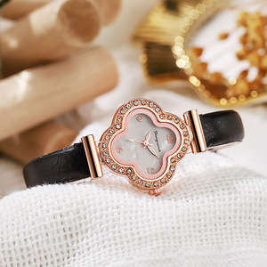 NSB067 <span class=keywords><strong>Hifive</strong></span> vintage dames trèfle à quatre feuilles or diamant montres à quartz femmes poignet luxe orologio donna - Product Image 5
