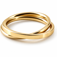 Bague double en acier inoxydable plaqué or 18 carats, or rose, rotative, verrouillable, tendance, luxueuse, hypoallergénique, certifiée pour femmes