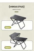 Table de camping pliante portable d'extérieur, table de pique-nique tactique avec support lumineux et plaque de cuisson
