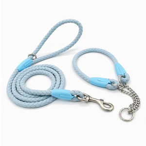 Kunden spezifische Luxus hand gefertigte geflochtene Seil Hunde leine und Halsband Set Großhandel personal isierte Phantasie kleine große Haustier führt Zubehör - Product Image 1