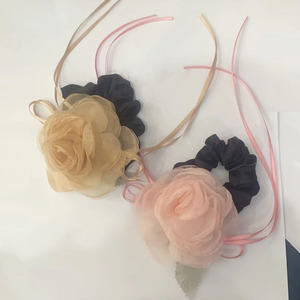 Coletero floral de malla pura y seductora con lazo, nueva banda elástica/cinta para el pelo para mujer, estilo cola de caballo, dulce y atractiva, 2024. - Product Image 3