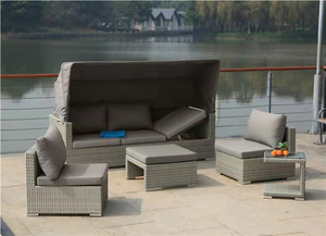 Canapé de jardin d'extérieur en rotin tressé, mobilier de loisirs, lit de soleil, combinaison de canapés d'angle pour patio - Product Image 6