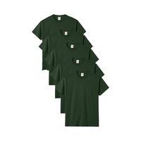Heren T-shirt met ronde hals, katoenen T-shirt, effen kleur, T-shirt met korte mouwen, casual basistop, gebreide stof, bosgroen