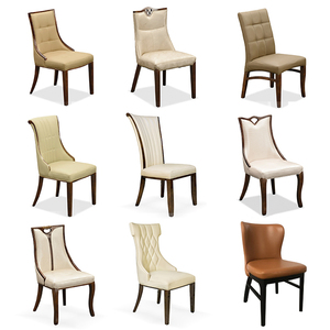 Silla de Comedor de Cuero Europeo al por Mayor, Silla de Comedor Clásica Tapizada, Silla con Marco de Madera con Botones Decorativos y Patas Curvas - Product Image 1