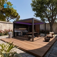 Pergola moderne de luxe en aluminium Sweet Home, toit à lamelles bioclimatiques motorisé, auvent extérieur imperméable, éclairage LED
