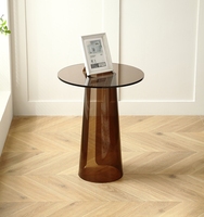 Vente directe d'usine - Table basse ronde en acrylique gris cristal Plexiglas Lucite pour salon et chambre à coucher