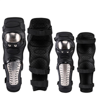 Protections de genoux et coudes de moto en acier inoxydable, protections de jambes pour la course tout-terrain, protection professionnelle, fermeture à lacets à ressort