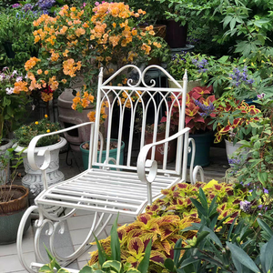 Sillón mecedora de hierro para exteriores. Sillón Reclinable de Estilo Europeo. Asiento Individual Blanco Antiguo para Jardín, <span class=keywords><strong>Terraza</strong></span> o Cafetería - Product Image 2