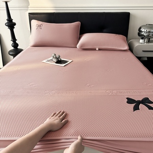 Fitted Ice Silk Bed <b>Sheet</b> 0.9m Embroidered Breathable Summer Home Use - Product Image 3