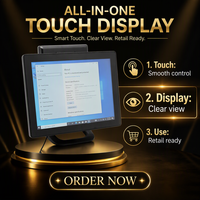 Terminal de point de vente (TPV) en aluminium de 15 pouces avec écran tactile, affichage numérique LED à 8 chiffres stable et durable, avec support pliable