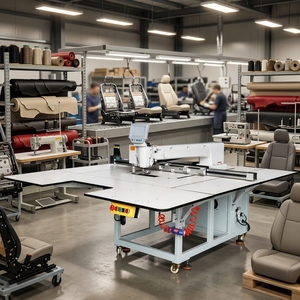 Máquina Industrial Programable de Cama Plana y Una Sola Aguja para Coser y Perforar Cuero y Esponja en Tapicería de Asientos de Coche - Product Image 6