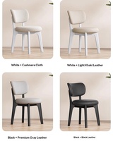 Chaise de salle à manger moderne en bois massif de style nordique avec revêtement en cuir anti-griffures, démontable, pour mobilier de maison, petite taille