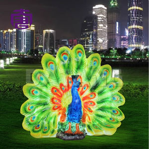 Customized Ip65 3d Peacock Led Neon <b>Light</b> Transparent Resin Fiberglass Structure <b>For</b> Outdoor Lawn Park Use <b>For</b> Lighting - Product Image 5