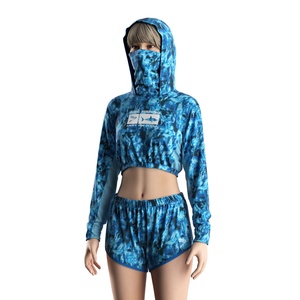 Haut court de pêche à capuche pour femme UPF50+ Protection UV Tissu léger à séchage rapide et coupe confortable très extensible - Product Image 1