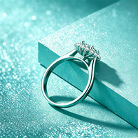 Anello in Moissanite Argento Sterling S925 Colore D 1 Carato Design Girasole Gioiello da Donna per Fidanzamento e Proposta
