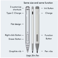Stylet magnétique pour Microsoft Surface Matériau métallique en aluminium capacitif actif de niveau 4096