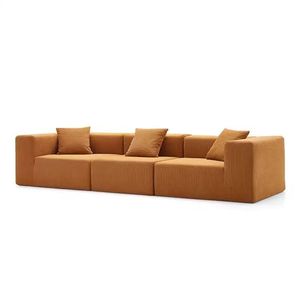 Conjunto de sofá de bloque de terciopelo de pana estilo crema perezoso nórdico sala de estar tela tapizada Decoración Para apartamento compresión al vacío - Product Image 2