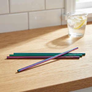 Modern Metal <b>Drinking</b> <b>Straws</b> 4-Pack Reusable Bar Accessories Purple Green Blue - Product Image 5