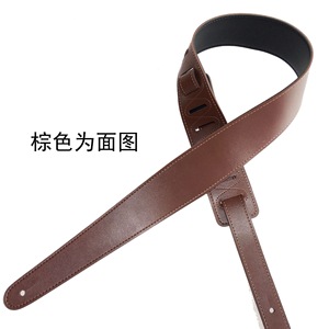 Correa de guitarra de cuero de doble cara, negra y marrón, dos colores, ajustable, accesorio para instrumento, suministro al por mayor - Product Image 6