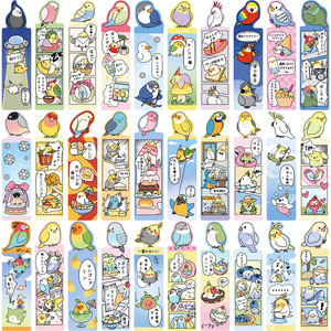 Original 30PCS Hand-Painted Cartoon Parrot DIY Promotional Bookmarks Creative Literary Material Hand-Written Paper Sign
