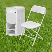 Chaise pliante d'extérieur blanche en plastique pour cérémonies, avec cadre métallique thermolaqué, siège portable robuste, vente en gros