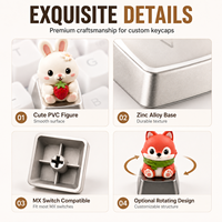 Ventes en gros de touches de clavier artisanales personnalisées, figurines d'animaux 3D kawaii, base en alliage de zinc, touches de clavier mécaniques pour interrupteurs Cherry MX