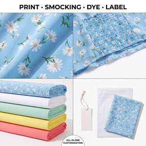 Robe longue en mousseline de soie à imprimé marguerites <span class=keywords><strong>bleu</strong></span> <span class=keywords><strong>ciel</strong></span> avec manches bouffantes pour femme, idéale pour les vacances d'été à la plage, fabricant de vêtements sur mesure OEM ODM - Product Image 5