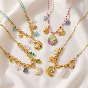 Summer Fashion Pendant Necklaces 316L Stainless Steel Jewelry 14k 18k Pvd Gold Plated Colorful Hawaiian <b>Rope</b> Necklace for Women - Product Image 1