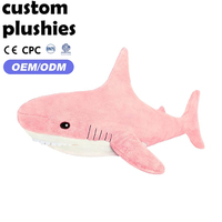 Nouveauté : Peluche Requin Rose Mignon de Dessin Animé, Douce et Rembourrée avec Yeux Brodés, Personnalisable pour Cadeau