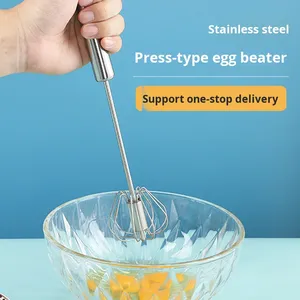Fouet semi-automatique en acier inoxydable, fouet à œufs manuel, mélangeur à œufs, outil de pâtisserie pour gâteaux - Product Image 4