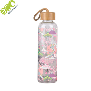 GA5064 bambou de marque privée cool <span class=keywords><strong>bouteille</strong></span> d'eau transparente en <span class=keywords><strong>verre</strong></span> conceptions 1000ml <span class=keywords><strong>1</strong></span> <span class=keywords><strong>litre</strong></span> avec manchon en silicone - Product Image 2