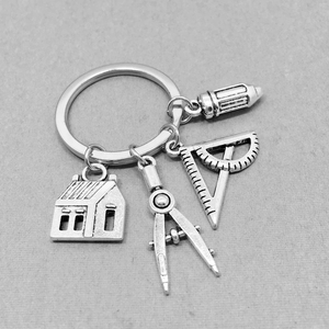 Porte-clés créatif en métal avec règle et boussole, accessoires de bijouterie pour étudiants en ingénierie, architectes, ingénieurs, agents immobiliers - Product Image 3