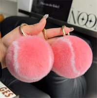 Confortable doux balle de Tennis moelleux métal fausse fourrure pendentif porte-clés en peluche sac à dos décoration jouet pour femmes en peluche balle de Tennis