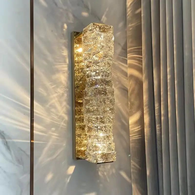Indoor Luxury Design Decorative Living Room Home Modern LED Crystal Wall Lamp Corridor Bedroom Bedside Wall Light