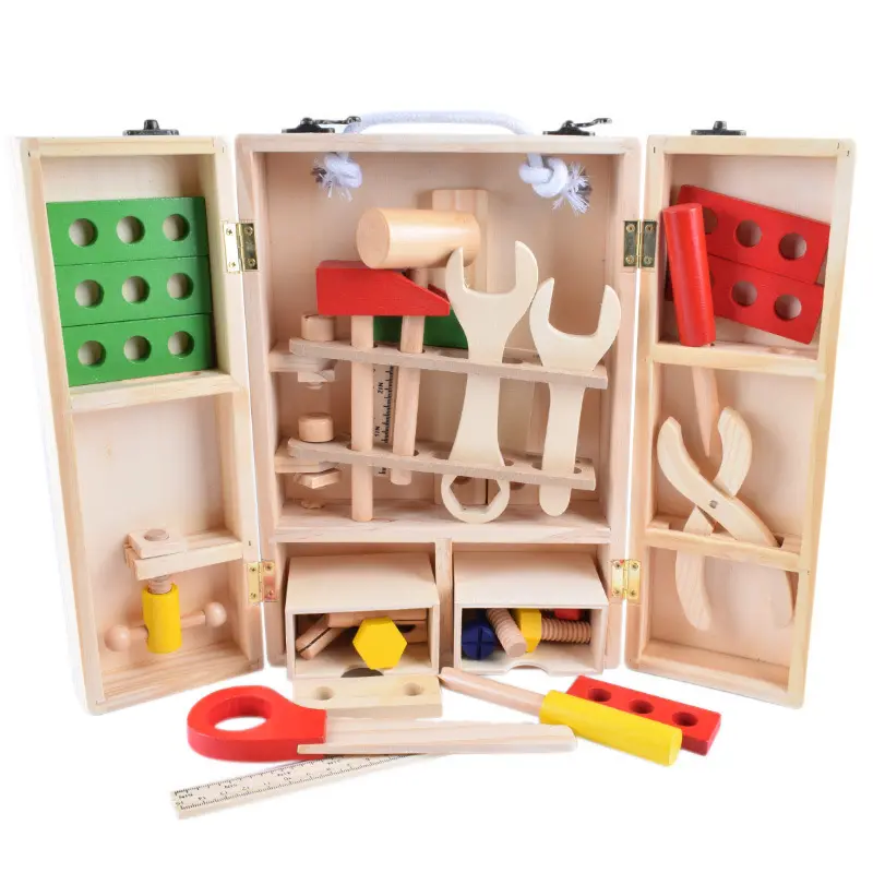ארגז כלים לילדים סימולציית עץ עשה זאת בעצמך לצעצועי חינוך לגיל הרך