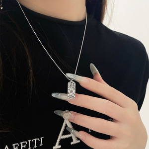 Collier pendentif en argent S925 avec inscription porte-bonheur, tendance nationale pour femme, bijou porte-bonheur, chaîne de clavicule - Product Image 5