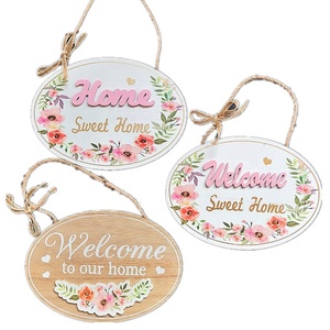 European Style Wooden Doorplate Wood <strong>Welcome</strong> Sign <strong>Board</strong> for Front Door Home Decoration - Product Image 1