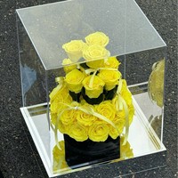 Cadeau de fleurs éternelles préservées, tour de gâteau romantique aux roses, arrangement artisanal en satin, boîte cadeau, ornement, fête des mères, Saint-Valentin