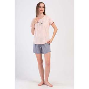 Conjunto de Pijama para Mujer, Talla XXL, Cuello Redondo, Manga Corta, Chaqueta Ovalada, Cómodo - Product Image 3