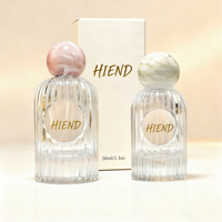 Bouteille en verre côtelé de 1,3/3,3 oz avec bouchon sphérique en marbre, récipient de qualité supérieure pour huile essentielle, parfum, aromathérapie, lotion cosmétique
