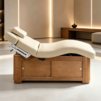 Table de massage électrique intelligente chauffante en PVC pour salon de beauté et spa, avec rangement, cadre en bois moderne, mobilier commercial haut de gamme